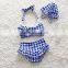 Baby Clothes Set Tthree Pieces Swimsuit Ruffle Sets With Hat Girl Gingham Outfit