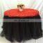 China Factory Latest Design Red Rosette Black Tulle Table Skirt Designs