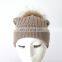 Factory Direct Supply Knitted Wool Fur Pom Pom Winter Hat For Woman