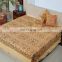 100% Cotton Hot Selling Royal Golden Color Handmade Design Luxury Cotton Bedding set with Pillow Cover