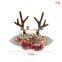 Wholesale boutique rose cute little girls antler flower christmas headband for kids handmade baby headbands