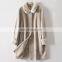 Ladies Winter Sheep Skin Leather Long Coat with Fur