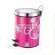 3L bamboo print tin plate rubbish bin  stainless steel trash bin