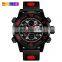 SKMEI 1371 Men's Sport Watch Quartz+Digital Leather Band Watch Multi-function Week Date Alarm Luminous