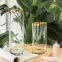 Gold Rim Transparent Glass Vases Cylinder Shape Wedding Glass Vases Home Decoration