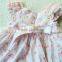 high quality Linen baby girl frock fancy smocking dress for first communion