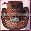 Chocolate 100% straw cowboy hat with blue beads