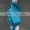 Women Winter Outwear Genuine Cashmere Raccoon Fur Trim Baby Blue Wool Cape