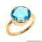 The Gopali Jewellers Blue Topaz Quartz Gemstone Rings -Vermeil Gold