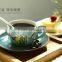 Jingdezhen hand drawing Latte machiatto coffee cup with plate and spoon                        
                                                                                Supplier's Choice