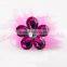 Crystal pink fluffy feather ball pen with diamante flower on the topper for wedding /gift pen
