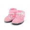 Warm Coral Fleece Vamp Newborn Fancy Baby Girl Shoes, Woolen fabric Baby Shoes with button