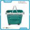 High Quality Double Handle Plastic Shopping Basket With Wheels