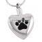 SRP8379 Big Enamel Paw Print Heart Necklace Pet Memorial Jewelry Stainless Steel Cremation Urn Pendant