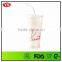 Transparent plastic insulated cup with straw 20 ounce