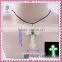 New arrival fashion jewelry lucky clover cross handmade necklace cute girl religious necklace plastic glow in the dark necklace