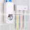 Toothpaste Dispenser Wall Mounted Automatic Toothpaste Squeezer Toilet Brush Holder Hands Free Dust-proof Toothpaste Squeezer