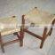 solid small wood children chair with ratten cushion