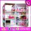 2017 Best luxurious and attractive six rooms wooden doll house play for kids W06A245