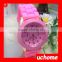 UCHOME Wholesale Latest Silicone Watch,High Quality Silicone Strap Geneva Watch,Hot Sell Woman Bracelet Watch