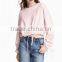 Fashion Style Plain Cropped Hoodie Ladies New Design Pink Short Long Sleeve Cropped Top Hoodie With Stringer