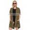 Woman fashion olive green long sleeve casual long winter jacket