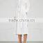 Wholesale Ladies Apparel Pleated Dropped Shoulders White Belted Linen Coat(DQE0346C)