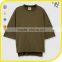 High Quality Men Custom Plain French Terry Crewneck Raw Hem Oversized Sweatshirts With 3/4 Sleeve