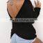 EY0902S Europea classic deep v-neck pure color open breast unlined knitted render sweater