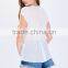 Wholesale Pleated Front Short Sleeves Tee Shirt Cheap Zipper Women Tee
