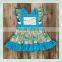 2017 Factory provide best price baby clothes 3-5 year old girl dress print colorful flags ruffle sleeve maxi dress for baby