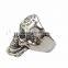 Hot Retro Titanium Steel Jewelry Punk Skull Ring Personality Exaggerated Double-Headed Face Ring