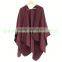Hand Knitted Poncho, Brown Scarf,Wool Knitted Sweater