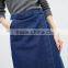 2017 Denim Midi Wrap Skirt With Raw Hem in Dark Wash Blue