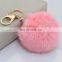 Fur Bag Charm Pom Pom Key Chain Plush Real Rabbit Fur Ball Keychain