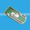 Metal spring loaded money clip with custom design