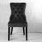 Dark Grey Color Velvet Dining Chair wiht Buttons in Solid Wood with Stud HL-6087