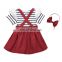 3Pcs Toddler Kid Baby Girl Clothes Striped Top T-shirt Strap Skirt Outfit Set
