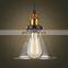 Vintage Pendant Light Glass lamp shade with copper bulb holder