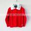 PD15119 Cotton Polo Knitted Jumper Red Girls Lapel Jumpers