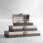 hot-sell modern antique home interior wedding rectangular beige grey luxury retro pu leather mdf metal jewelry box