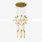 Custom spiral stairwell warm white light LED natural alabaster chandelier hotel stairwell linear decorative pendant light
