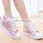 New model in chinese market casual shoes for women canvas floral print design breathable mesh
