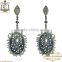 925 Silver Long Earrings ,Gemstone Diamond Earrings, Onyx Gemstone Handcrafted Earrings, Gemstone Carving Earrings Jewelry