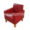 Chinese genuine leather wooden club arm chair