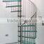 indoor modern laminated glass tread spiral stairs for attic