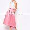 Hot selling women bright solid color pleated puffy stain skirt