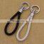 Custom easy design black leather keychain/silver keychain leather promotion