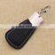 Hot sale black genuine / pu leather keychain with debossed logo promotion