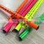 7" standard size round shape soft wood neon body heat rolling HB pencil with dipped top